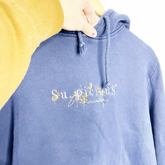 SUSPICIOUS ANTWERP The Vintage Hoodie Botanica midnight navy blue LE Medium - Picture 4 of 10